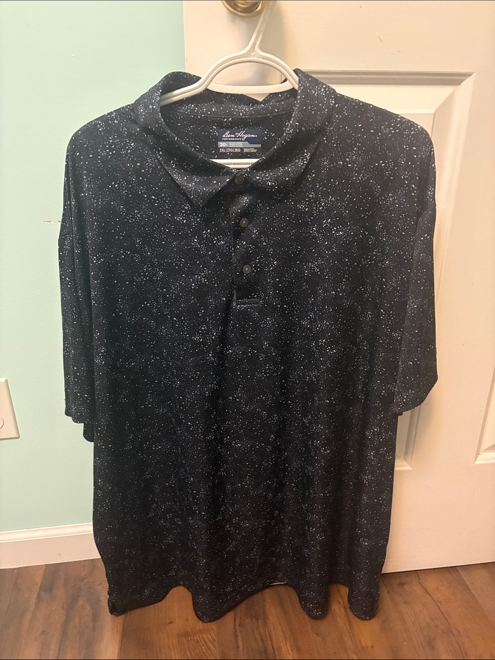 Hogan Black Golf Polo with White Speckle Print